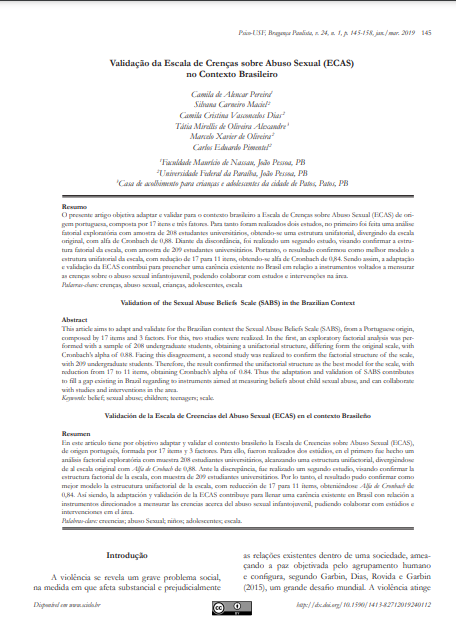 Validação da Escala de Crenças sobre Abuso Sexual (ECAS) no Contexto Brasileiro