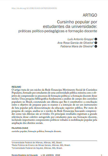 Cursinho popular por estudantes da universidade: práticas político-pedagógicas e formação docente