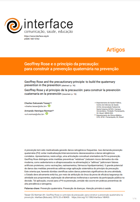 Geoffrey Rose e o princípio da precaução: para construir a prevenção quaternária na prevenção