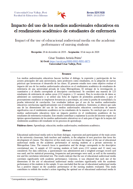 Impacto del uso de los medios audiovisuales educativos en el rendimiento académico de estudiantes de enfermería