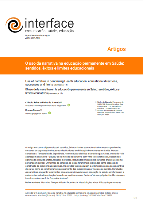 O uso da narrativa na educação permanente em Saúde: sentidos, êxitos e limites educacionais