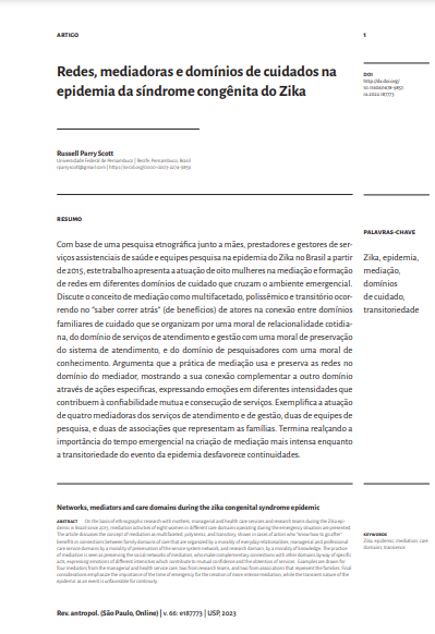Redes, mediadoras e domínios de cuidados na epidemia da síndrome congênita do Zika