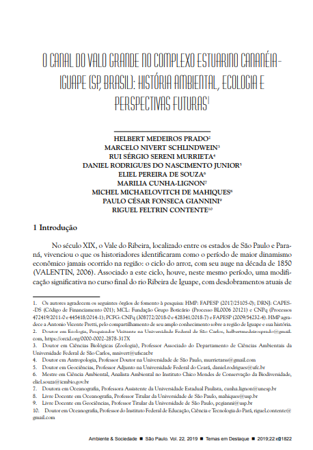 THE VALO GRANDE CHANNEL IN THE CANANÉIA-IGUAPE ESTUARY-LAGOON COMPLEX (SP, BRAZIL): ENVIRONMENTAL HISTORY, ECOLOGY, AND FUTURE PERSPECTIVES