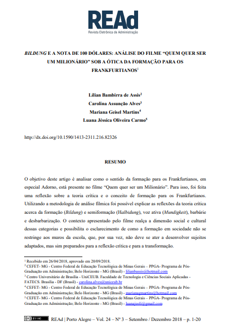 BILDUNG E A NOTA DE 100 DÓLARES: ANÁLISE DO FILME “QUEM QUER SER UM MILIONÁRIO” SOB A ÓTICA DA FORMAÇÃO PARA OS FRANKFURTIANOS