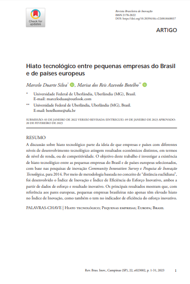 Hiato tecnológico entre pequenas empresas do Brasil e de países europeus