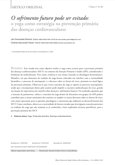 O sofrimento futuro pode ser evitado: o yoga como estratégia na prevenção primária das doenças cardiovasculares