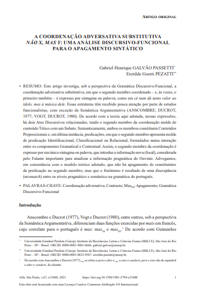 A COORDENAÇÃO ADVERSATIVA SUBSTITUTIVA NÃO X, MAS Y: UMA ANÁLISE DISCURSIVO-FUNCIONAL PARA O APAGAMENTO SINTÁTICO