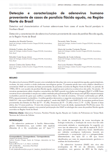 Detecção e caracterização de adenovírus humano proveniente de casos de paralisia flácida aguda, na Região Norte do Brasil