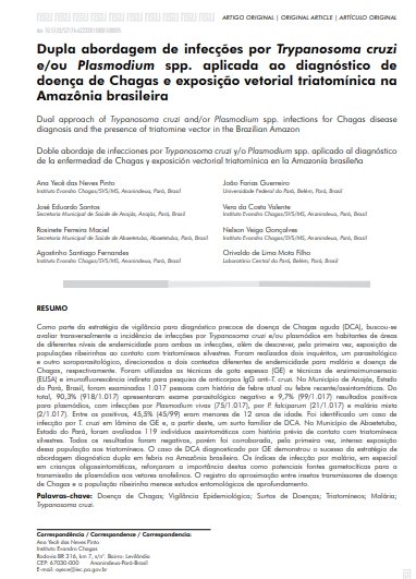 Dupla abordagem de infecções por Trypanosoma cruzi e/ou Plasmodium spp. aplicada ao diagnóstico de doença de Chagas e exposição vetorial triatomínica na Amazônia brasileira