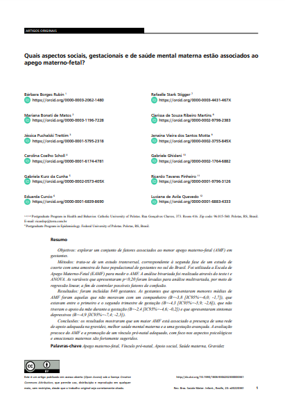 Which social, gestational and mental health aspects are associated to maternal-fetal attachment?