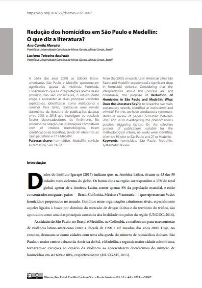 Redução dos homicídios em São Paulo e Medellín: O que diz a literatura?