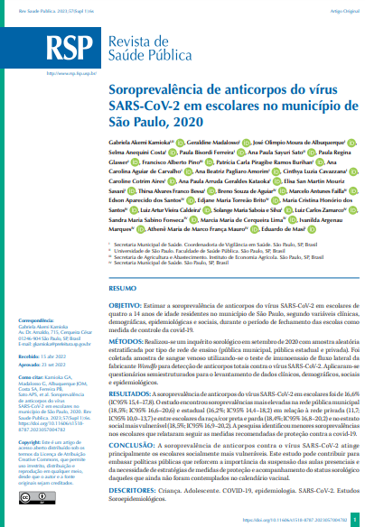 Seroprevalence of SARS-CoV-2 antibodies in schoolchildren in the city of São Paulo, 2020