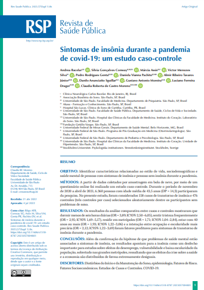 Insomnia symptoms during the covid-19 pandemic: a case-control study