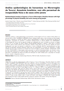 Análise epidemiológica da hanseníase na Microrregião de Tucuruí, Amazônia brasileira, com alto percentual de incapacidade física e de casos entre jovens