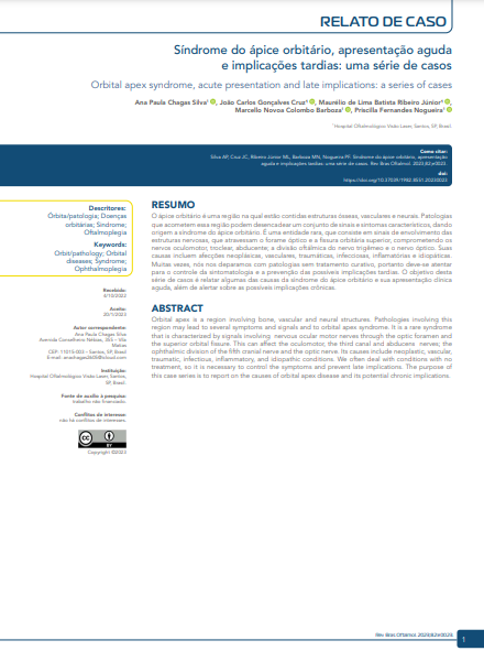Síndrome do ápice orbitário, apresentação aguda e implicações tardias: uma série de casos