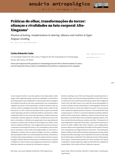 Práticas do olhar, transformações do torcer: alianças e rivalidades na luta corporal Alto-Xinguana