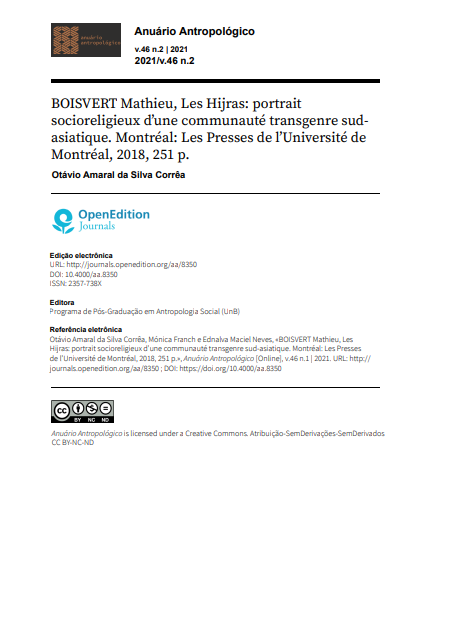 BOISVERT Mathieu, Les Hijras: portrait socioreligieux d’une communauté transgenre sud-asiatique. Montréal: Les Presses de l’Université de Montréal, 2018, 251 p.