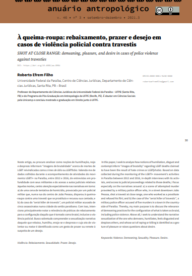 À QUEIMA-ROUPA: rebaixamento, prazer e desejo em casos de violência policial contra travestis