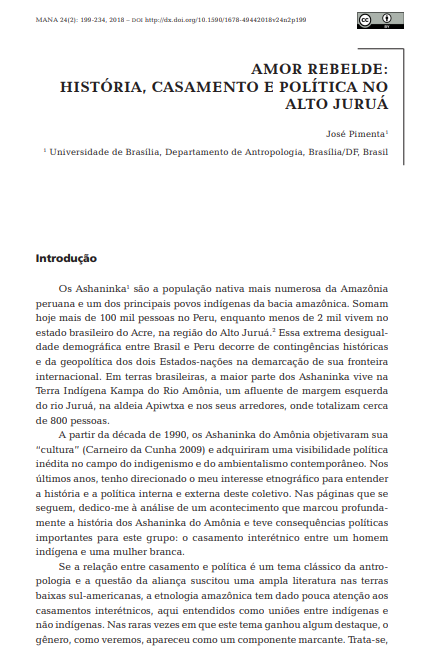 AMOR REBELDE: HISTÓRIA, CASAMENTO E POLÍTICA NO ALTO JURUÁ