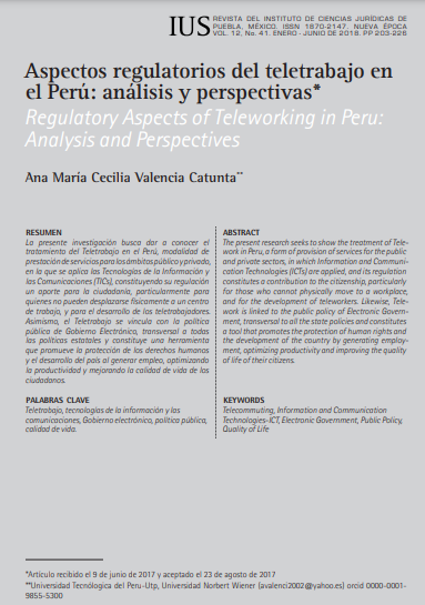 Aspectos regulatorios del teletrabajo en el Perú: análisis y perspectivas