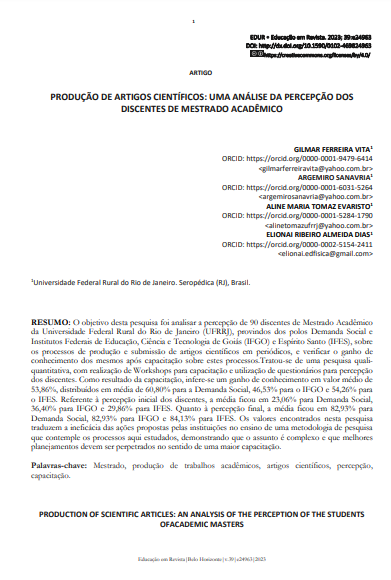 PRODUÇÃO DE ARTIGOS CIENTÍFICOS: UMA ANÁLISE DA PERCEPÇÃO DOS DISCENTES DE MESTRADO ACADÊMICO