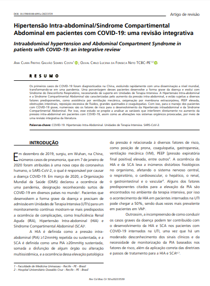 Intraabdominal hypertension and Abdominal Compartment Syndrome in patients with COVID-19: an integrative review