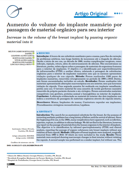 Aumento do volume do implante mamário por passagem de material orgânico para seu interior
