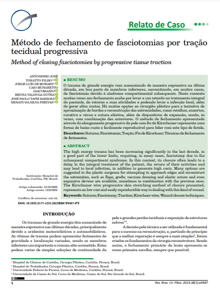 Método de fechamento de fasciotomias por tração tecidual progressiva