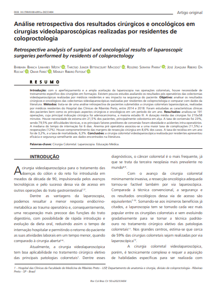 Retrospective analysis of surgical and oncological results of laparoscopic surgeries performed by residents of coloproctology