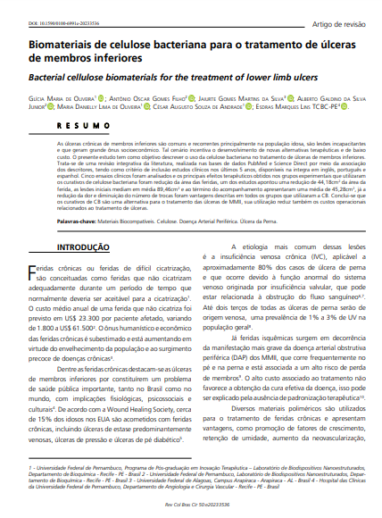 Bacterial cellulose biomaterials for the treatment of lower limb ulcers