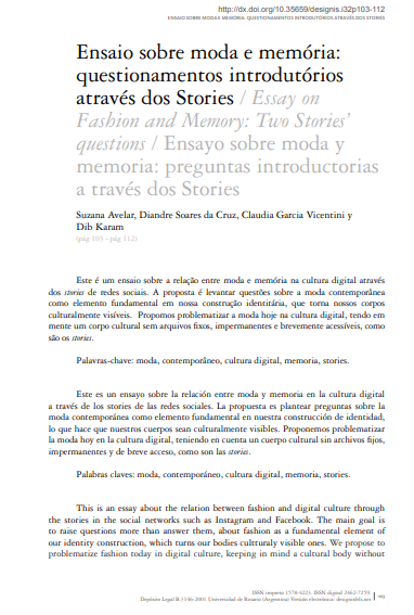 Ensaio sobre moda e memória: questionamentos introdutórios através dos Stories