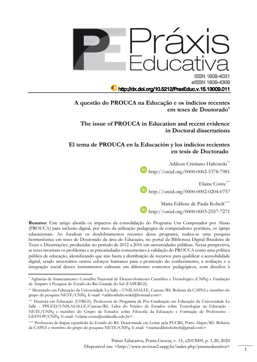 A questão do PROUCA na Educação e os indícios recentes em teses de Doutorado