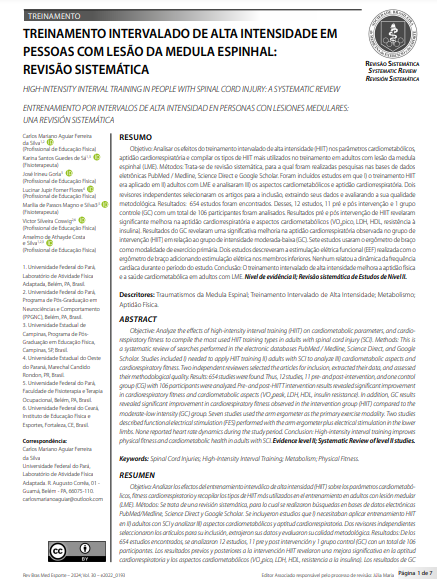 HIGH-INTENSITY INTERVAL TRAINING IN PEOPLE WITH SPINAL CORD INJURY: A SYSTEMATIC REVIEW