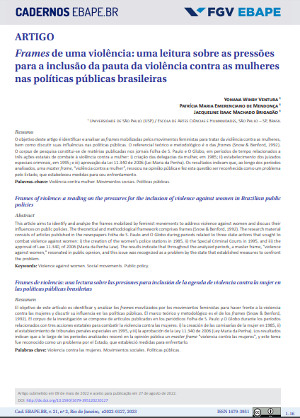 Frames de uma violência: uma leitura sobre as pressões para a inclusão da pauta da violência contra as mulheres nas políticas públicas brasileiras