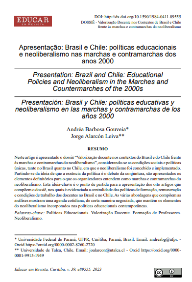 Apresentação: Brasil e Chile: políticas educacionais e neoliberalismo nas marchas e contramarchas dos anos 2000