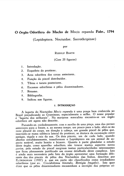 O órgão odorífero do macho de Mocis repanda Fabr., 1794 (Lepidoptera, Noctuidae, Sarrothripinae)