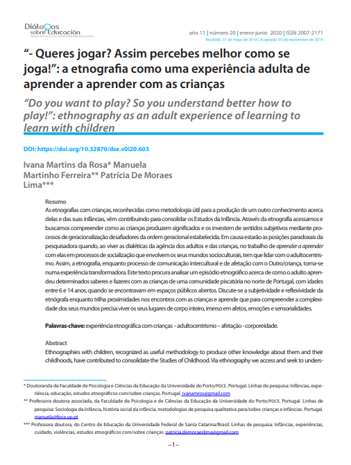 “- Queres jogar? Assim percebes melhor como se joga! a etnografia como uma experiência adulta de aprender a aprender com as crianças