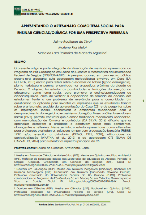 APRESENTANDO O ARTESANATO COMO TEMA SOCIAL PARA ENSINAR CIÊNCIAS/QUÍMICA POR UMA PERSPECTIVA FREIREANA