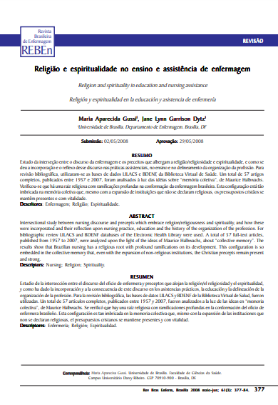 Religião e espiritualidade no ensino e assistência de enfermagem