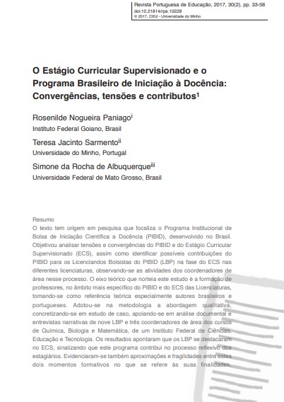O Estágio Curricular Supervisionado e o Programa Brasileiro de Iniciação à Docência: Convergências, tensões e contributos