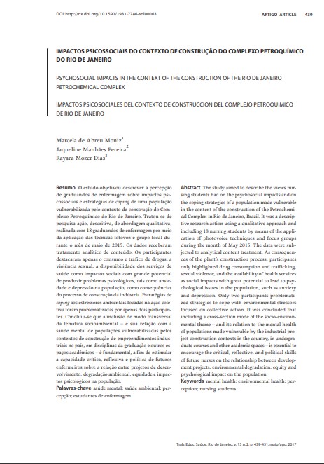 IMPACTOS PSICOSSOCIAIS DO CONTEXTO DE CONSTRUÇÃO DO COMPLEXO PETROQUÍMICO DO RIO DE JANEIRO