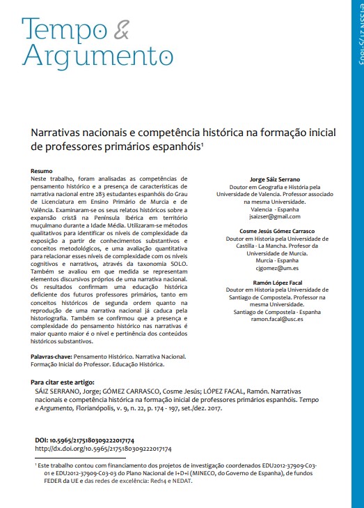 Narrativas nacionais e competência histórica na formação inicial de professores primários espanhóis