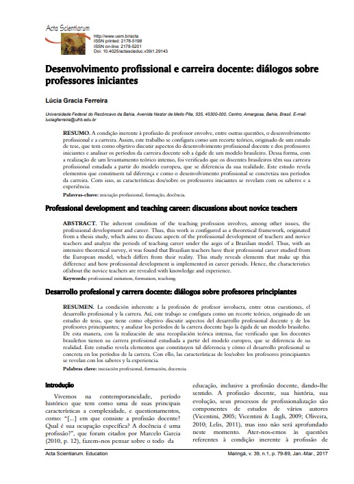 Desenvolvimento profissional e carreira docente: diálogos sobre professores iniciantes