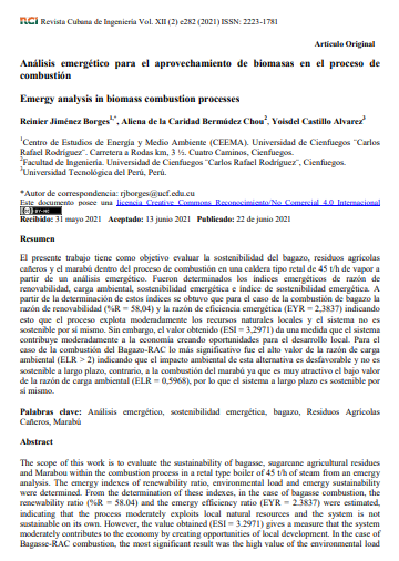 Análisis emergético para el aprovechamiento de biomasas en el proceso de combustión