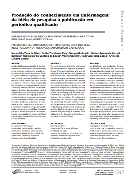 Produção do conhecimento em Enfermagem: da idéia da pesquisa à publicação em periódico qualificado
