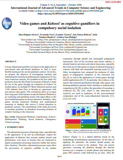 Video games and Kahoot! as cognitive gamifiers in compulsory social isolation