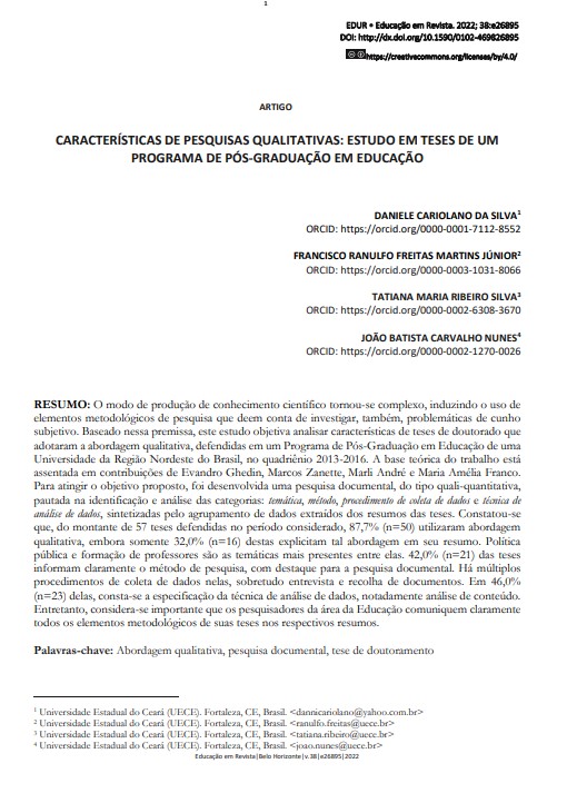 CARACTERÍSTICAS DE PESQUISAS QUALITATIVAS: ESTUDO EM TESES DE UM PROGRAMA DE PÓS-GRADUAÇÃO EM EDUCAÇÃO