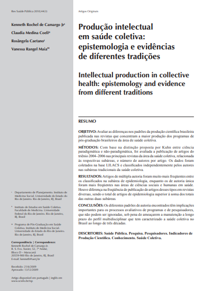 Produção intelectual em saúde coletiva: epistemologia e evidências de diferentes tradições