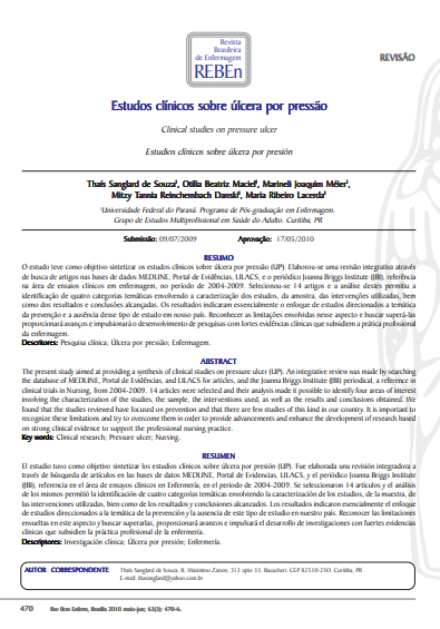 Estudos clínicos sobre úlcera por pressão