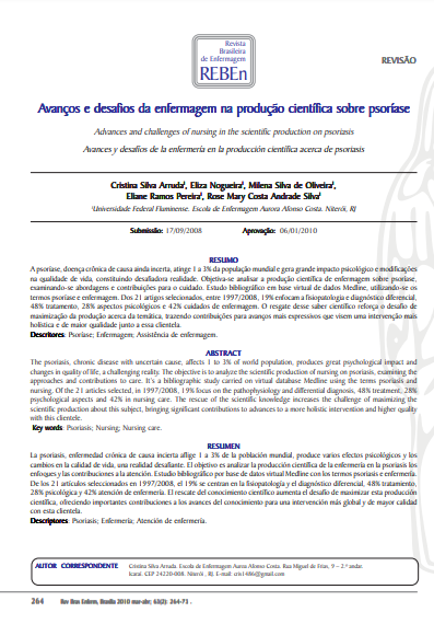 Avanços e desafios da enfermagem na produção científica sobre psoríase